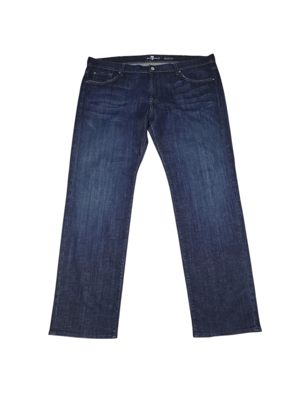 7 For All Mankind Austyn Mens Blue Straight Leg Zip-Fly Relaxed Jeans Size 44/34